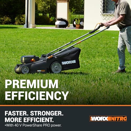 Worx WG737E 40V 37cm Cordless Lawnmower – Ideal for Medium to Large Gardens (300-550㎡)
