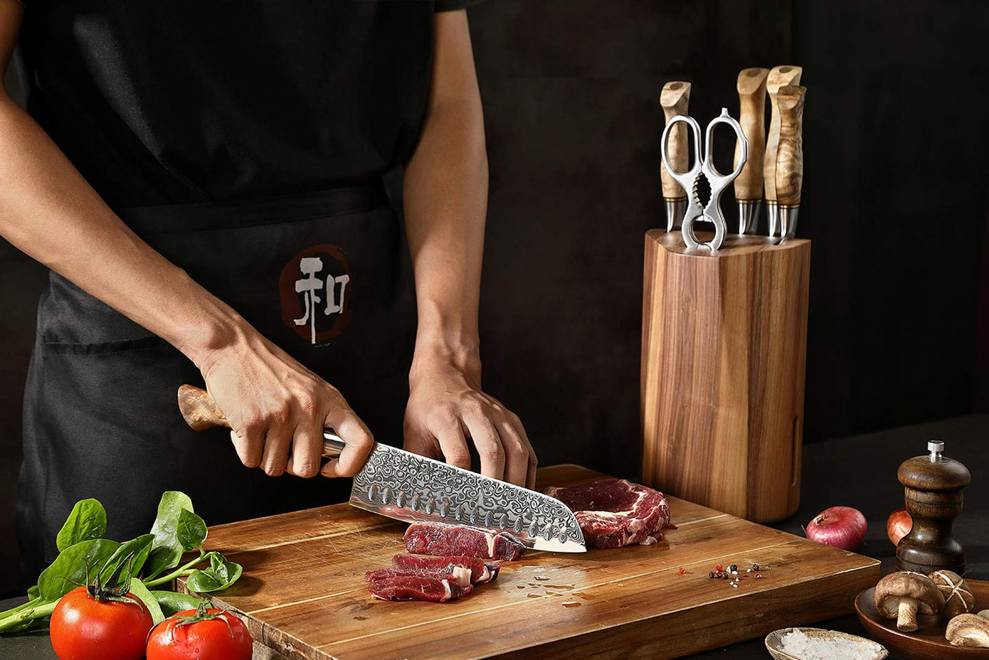 HEZHEN- Kitchen Knives Set 7PCS Forging Damascus