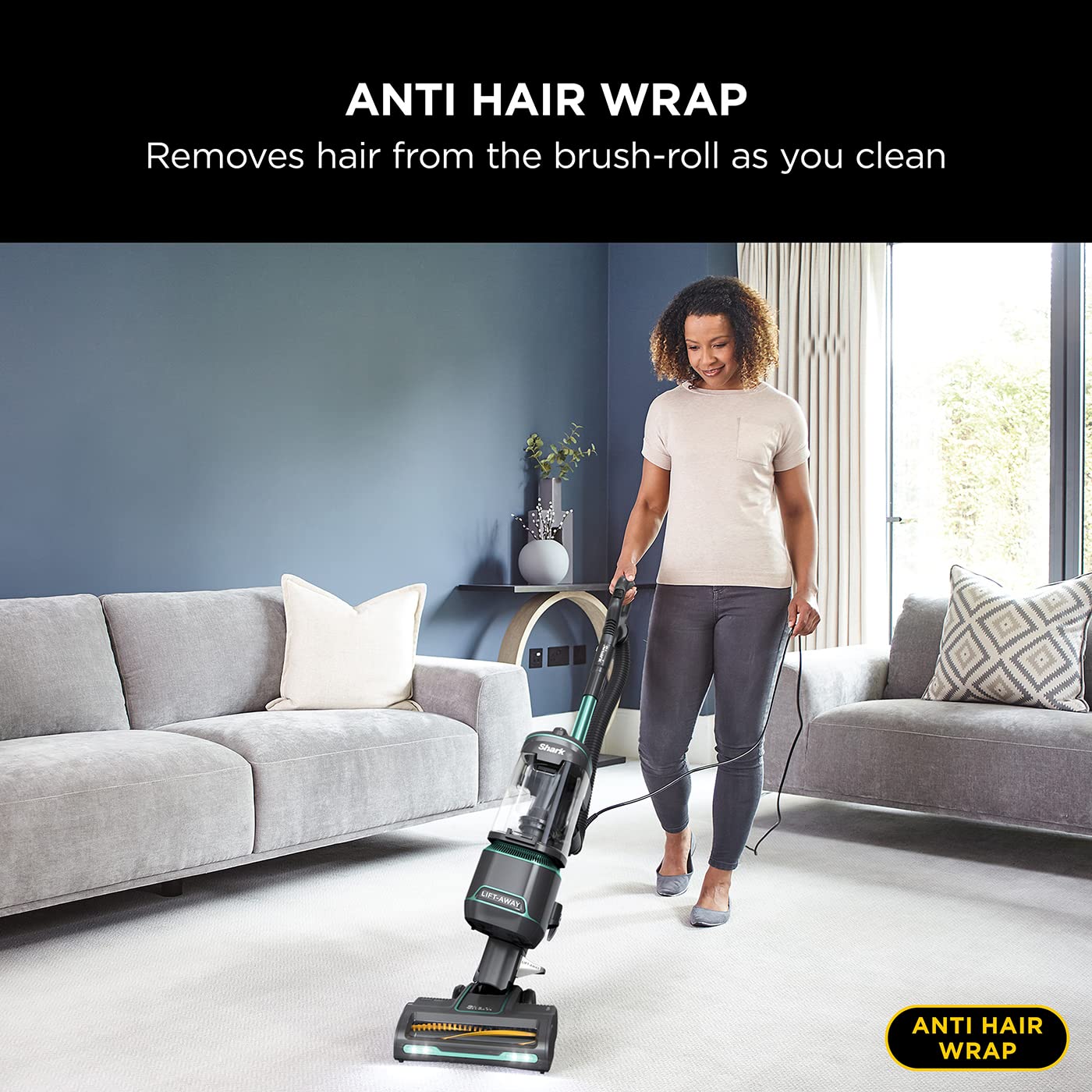 Shark Corded Upright Vacuum Cleaner 1.1L with Anti Hair Wrap Technology, LED Headlights