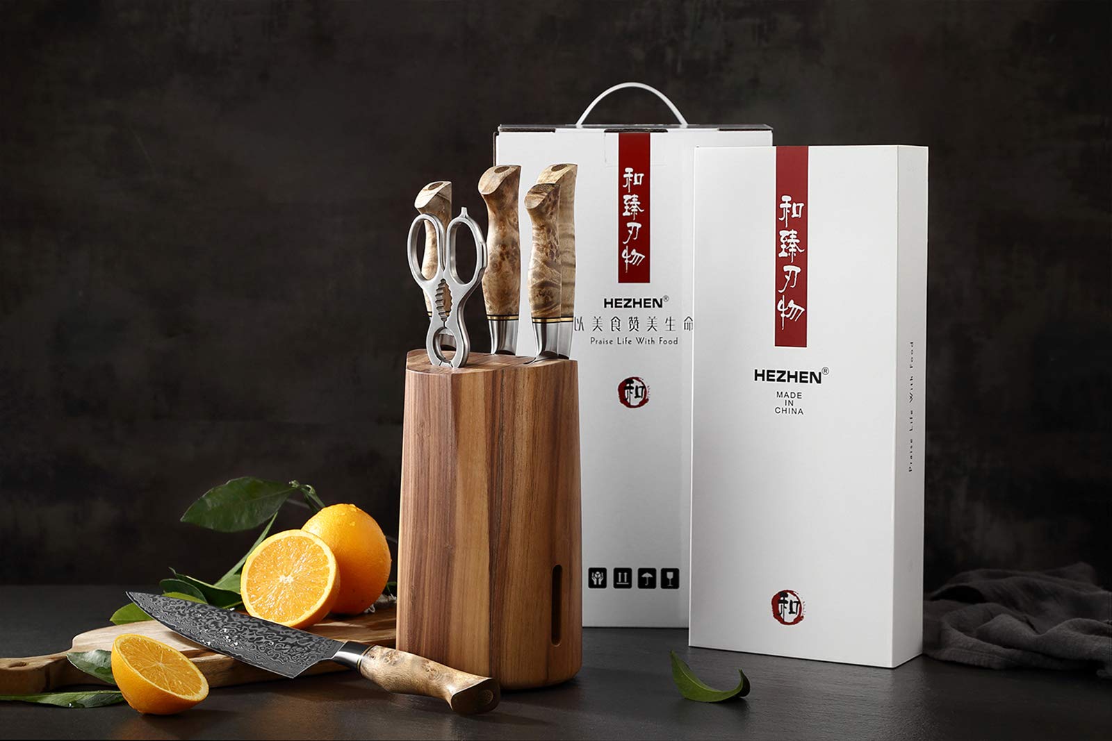HEZHEN- Kitchen Knives Set 7PCS Forging Damascus