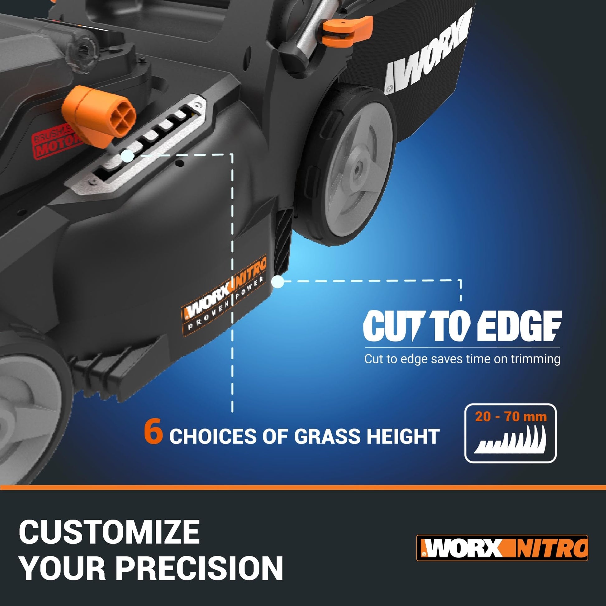 Worx WG737E 40V 37cm Cordless Lawnmower – Ideal for Medium to Large Gardens (300-550㎡)