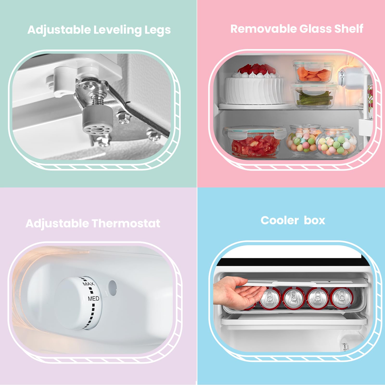 COMFEE' RCD93BL2(E) Under Counter Fridge, 93L Small Fridge with Cooler Box