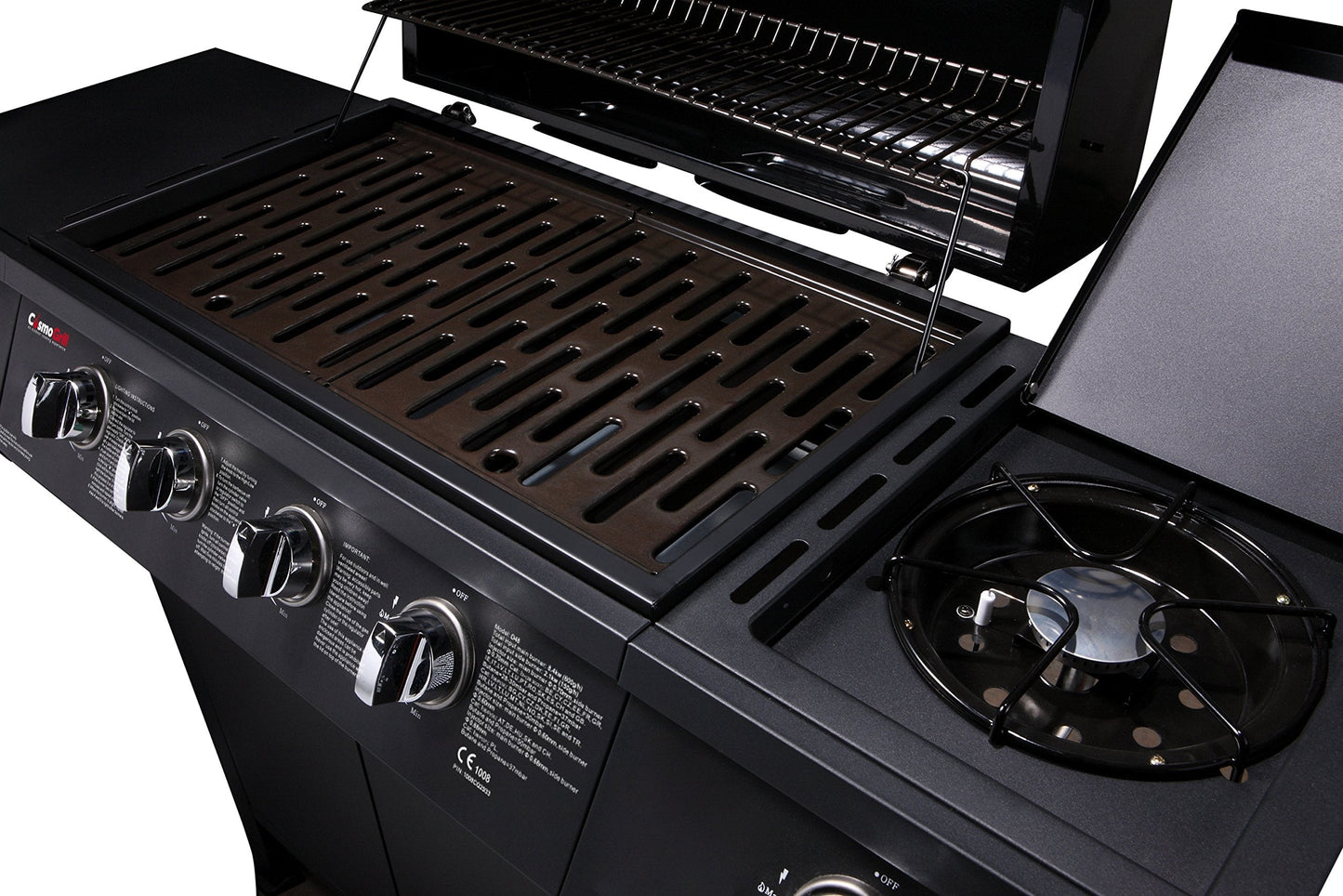 CosmoGrill Original 5 Gas Burner 4+1 Garden Grill, Steel Warming Rack, Side-Burner